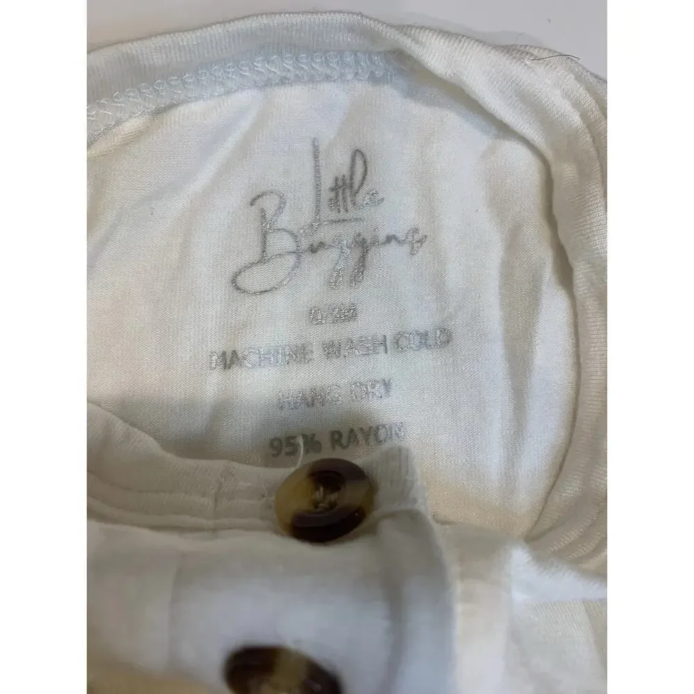 Little Biggins Bamboo Baby Outfit Lot 0-3 Months Shirt Pants Set 3Pc Bundle